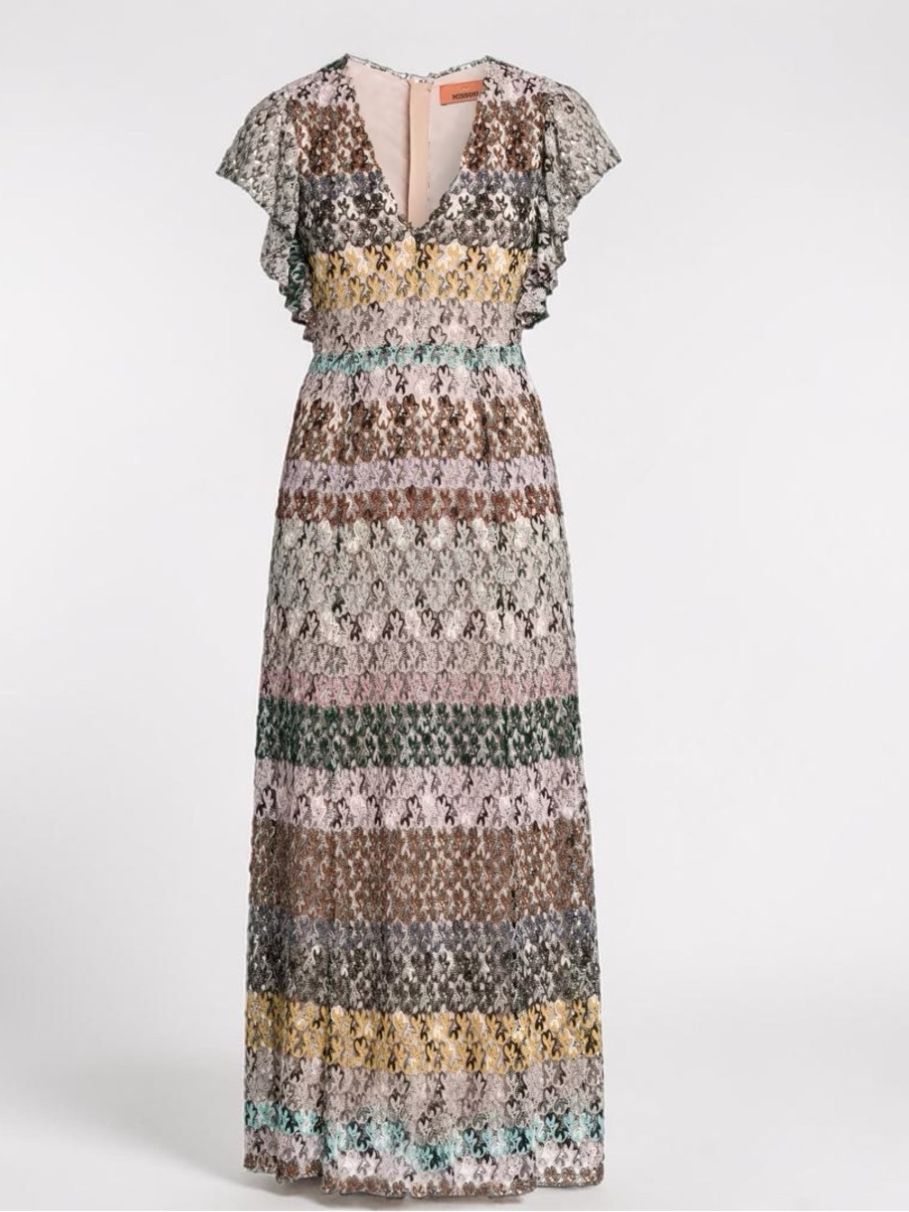 Missoni Knit Metallic Lace Maxi Dress Size 36